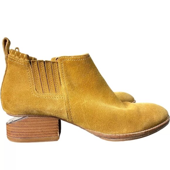 Alexander Wang Kori Bootie Boots Cut Out Block Heel Suede Camel Shoes 39 US 9 - Picture 1 of 12